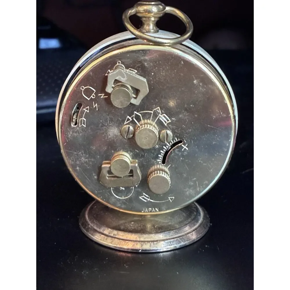 Vintage Westclox Fashionette Travel Alarm Clock Gold Tone Ornate Arms
